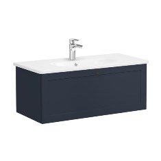 Vitra Root Classic 68825 Lavabo Dolabı, Tek Çekmeceli, 100 Cm, Mat Lacivert, Yuvarlak Lavabolu
